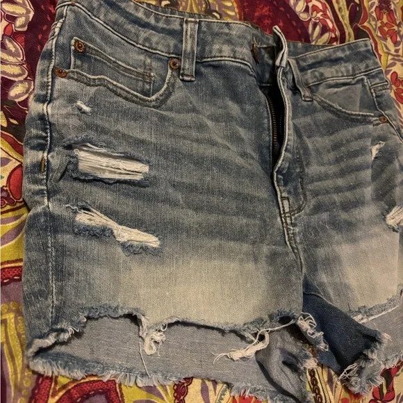 American Eagle Outfitters Ripped Blue Jean Shorts - Picture 2 of 10